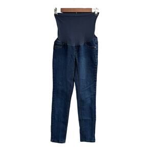 Indigo Blue Women Dark Wash Stretch Skinny Maternity Jeggings Jeans Size PXS